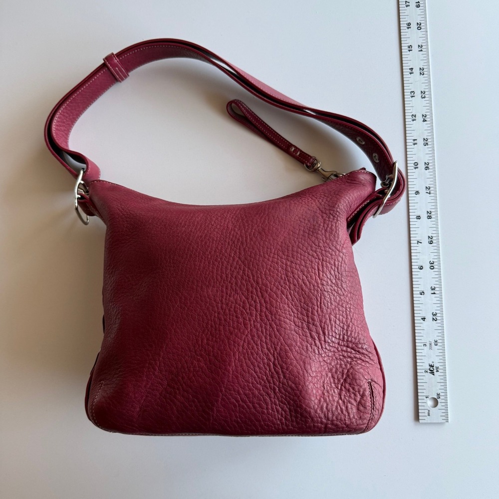 Coach VTG Y2K 9350 Pebbled Magenta Convertible Strap Side‎ Lace Shoulder Bag - Picture 8 of 9
